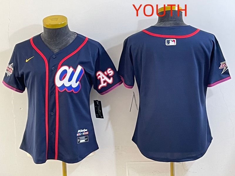 Youth 2025 Oakland Athletics Blank Drak Blue All star Nike MLB Jersey style 01